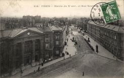 Paris CPA Town hall of 5th and street Soufflot