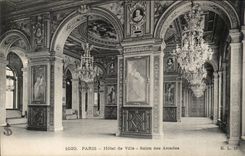 Paris CPA L'hotel de ville Salon des Arcades