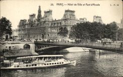 Paris CPA L'hotel de ville Salon et pont d'Arcole