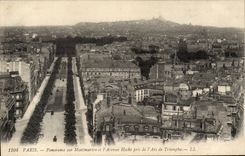 Paris CPA Panorama on Montmartre and the avenue Shakes taken Arc de Triomphe