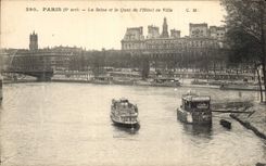 Paris CPA La Seine et le quai de l'hotel de ville