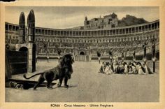 Italy Italia Roma CPA Circo Massimo Ultima Preghiera (lion)
