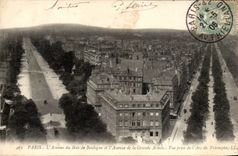 Paris CPA the avenue of the Wood of Boulogne and the avenue of the Large army Seen from of Arc de Triomphe
