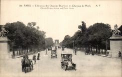 Paris - 8 - the Avenue of the Champs Elysees and Horses of Marly - car CPA