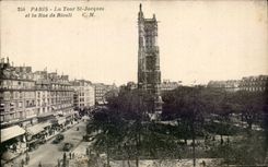 Paris - 4 - La Tour Saint Jacques et la Rue de Rivoli CPA 