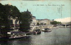 Paris - 7 - Train station of Orsay and the Seine - CPA