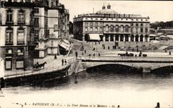 Bayonne - the Mayou Bridge and the Theater - CPA