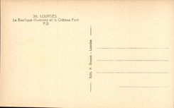 Lourdes - the Illuminated Basilica and Castle Fort CPA