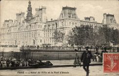Paris - 4 - Hote de Ville et le Pont D'Arcole - CPA Marche aux fleurs