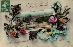 Paris - 10 - Place of the Republic - Souvenir - Flower - Flower - CPA