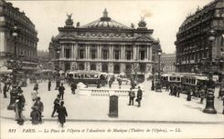 Paris - 9 - Place de l'Opera et l'Academie -de Musique CPA 