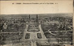 Paris - 16 - Panorama du Trocadero pris de la Tour Eiffel - Eiffel Tower CPA 