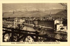 Grenoble - Ansicht - Isere - Teleferic - die Alpen CPA