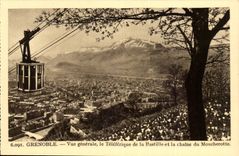 Grenoble - Ansicht - das Teleferic der Bastille und der Kette von Moucherotte CPA
