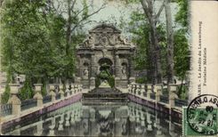 Paris CPA the garden of Luxembourg Fountain medicis