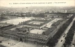Paris CPA the military academy and the higher school of war Panoramic View (militaria)