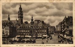 CPA Lille the street of Manneliers and the large one places
