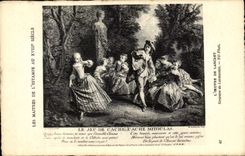 CPA Fantasy the play of mask hides Mitoulas works of lancret Gravure of Larmeesin