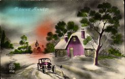 CPA Fantasy Happy New Year Automobile