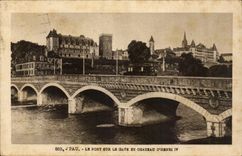 CPA Pau welches die Brucke an und Schloss Henri IV gab