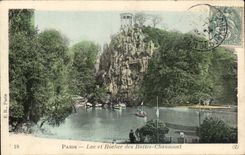 CPA Paris Lake of the rock of the Chaumont Hillocks