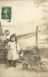 Fantasy - Child - Small child with wheelbarrow and metal bucket - CPA