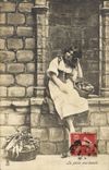 Fantasy - Woman - Small the Merchant - Beautiful Woman in peasant dress with tennis shoe off goods - CPA