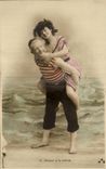 Fantaisie - Couple - Marin - Piggyback ride with sailor CPA 
