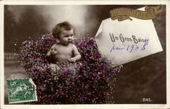 Fantasy - a Large Kiss - Baby - Baby - 1908 CPA