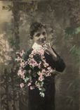 Fantasy - Children - Little Servant boy with Flowers - Flowers CPA