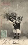 Children Fantasy - Good Festival - Child with huge bouquet - lily of the valley CPA