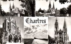 Chartres MODERN CARD various aspects of the cathedral