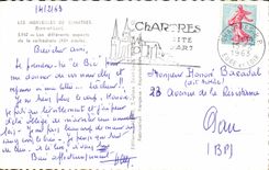 Chartres MODERN CARD various aspects of the cathedral