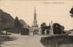 CPA Lourdes the basilica front view