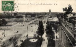 Paris CPA Panorama towards the bridge Alexandre III and Invalides