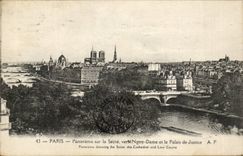 Paris CPA Panorama sur la Seine vers Notre Dame et le palais de justice
