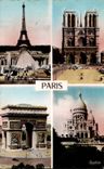 Paris MODERN CARD Eiffel Tower Montmartre SAcr eCoor Our Lady Arc de Triomphe