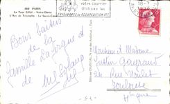 Paris MODERN CARD Eiffel Tower Montmartre SAcr eCoor Our Lady Arc de Triomphe