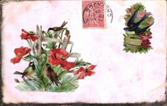 CPA Fantasy Birds Decoration in relief