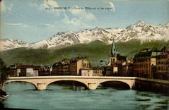 CPA Grenoble Bridge of the hospital and the Alps
