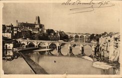 CPA Albi the old bridge and the cathedral co Cecile