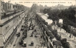 Paris CPA La rue de Rivoli et le jardin des Tuileries