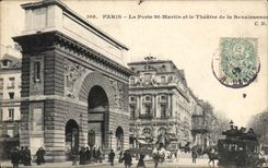 Paris CPA the door Saint Martin and the theater of Renaissance