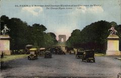 CPA Paris Avenue of the Champs Elysees and the horses of Marly