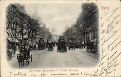 Paris CPA Les grands boulevards et le Credit Lyonnais