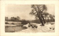 CPA Fantasy snows Moutons Sheep of Them