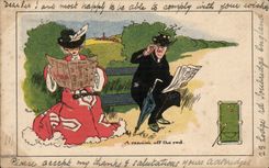 Humour - A canon of the Red - Billards - Pool - Sport - Flirtation - CPA 