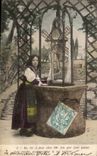 Fantasy - Woman - puit - mill - Sweet Woman At the Well - windmill - CPA
