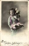 Fantasy - Child - Sweet girl with flowers - CPA
