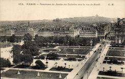 Paris - 1 - Panorama du Jardin des Tuileries vers la rue de Rivoli - CPA 